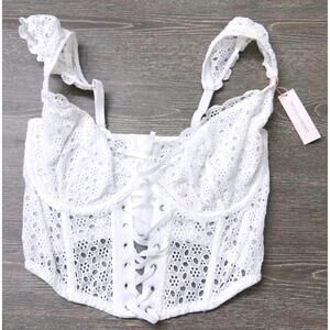 Victoria's Secret Dream Angels White Eyelet Corset Bra Top Size Small